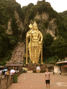 At the Batu Caves.  The cave is one of the most popular Hindu shrines outside India, and is the focal point of the Hindu festival of Thaipusam in Malaysia.