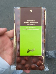 Was shown a famous Swiss chocolate store by my Zurich friend Nico and I caved and bought one bar. Cashier, "Ok the one bar, $10 please."  The brand, Confiserie Sprüngli was created in 1836 and this particular shop on the world famous Bahnhofstrasse street (Europe's most expensive retail street) has been open since 1859.