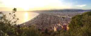Sunset from the castle overlooking old town Nice.